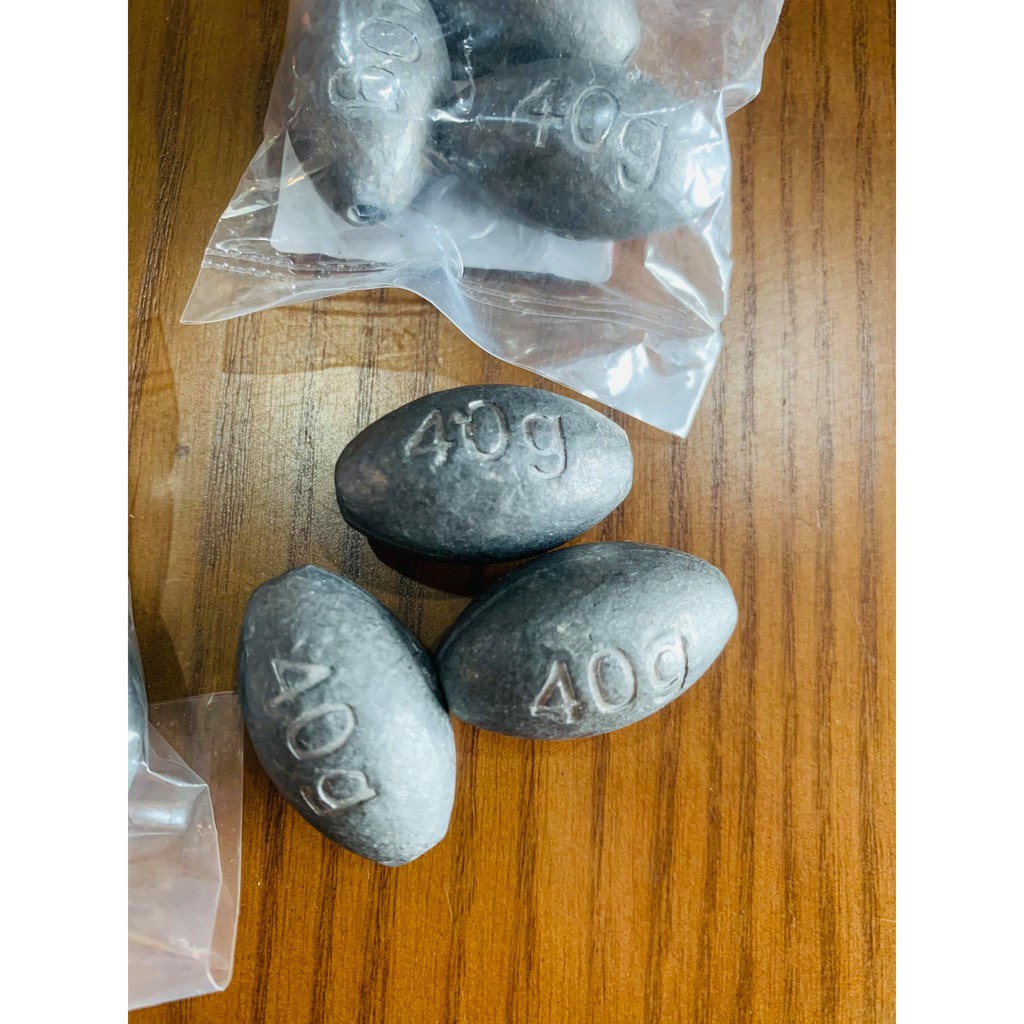 Chì viên 40g, chì xuyên tâm câu cá