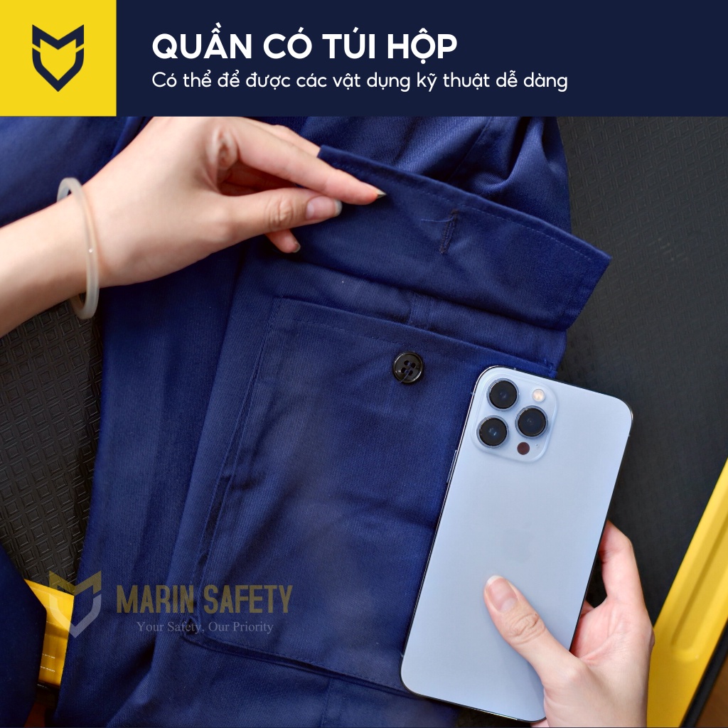 Quần áo bảo hộ lao động thương hiệu AGOTA QA01 vải kaki 3/1 phối màu dày dặn, bền bỉ, thoáng mát khi sử dụng