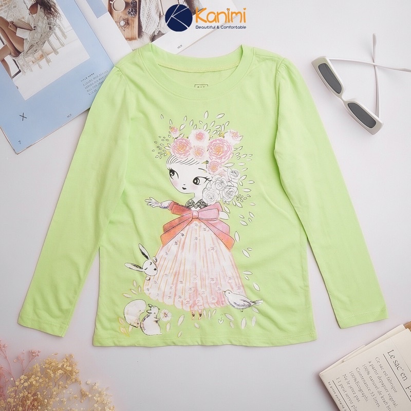 Áo thun dài tay Gap cho bé gái chất cotton 100%