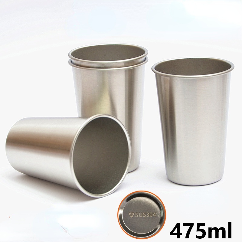 Set Cốc Uống Nước Bằng Thép Không Gỉ 304 Dung Tích 475ml Tiện Dụng Khi Đi Cắm Trại