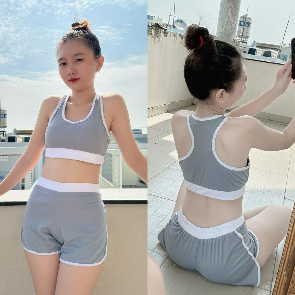 ❤ MẪU HÓT ❤ Đồ tập gym nữ bộ yoga áo bra có sẵn mút ngực kèm quần sooc chất vải thun lạnh co giãn 4 chiều thấm hút tốt