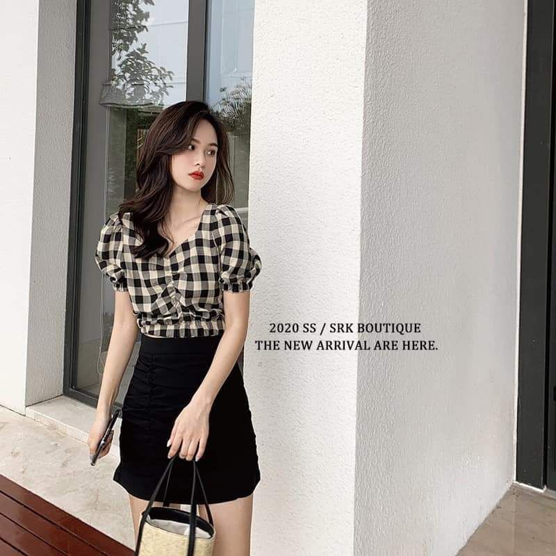 134k áo kiểu sọc nhún hàng tabao