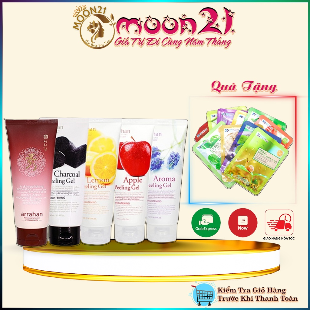 Tẩy da chết Arrahan - Tẩy da chết thiên nhiên dạng gel hương chanh và táo 180ml Auth Hàn Quốc