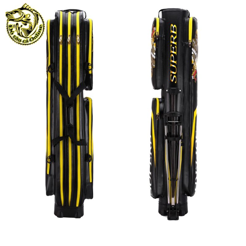 Bao Đựng Cần Câu Đài 1m25 Super Dragon 3 Ngăn Phụ Sức Chứa Lớn Có Giá Đỡ Cao Cấp TDC12