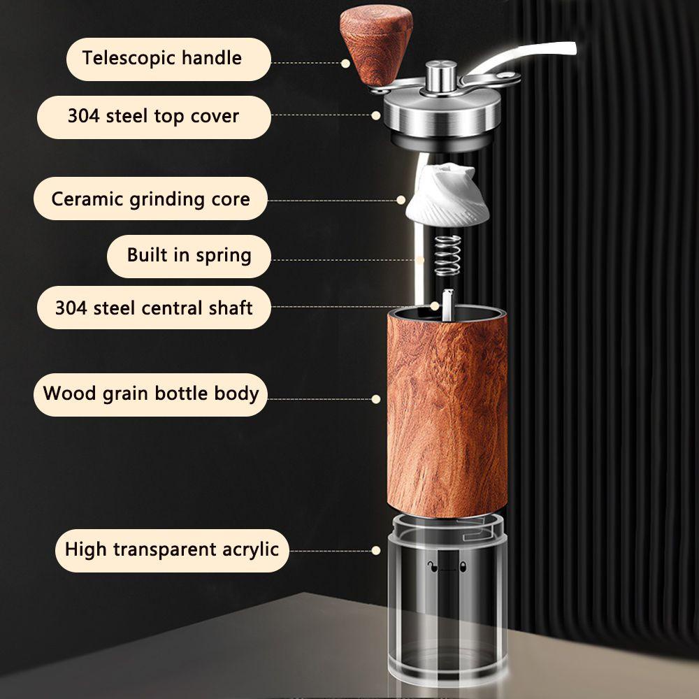 LONTIME Máy Xay Cà Phê Espresso Bằng Thép Không Gỉ Tay Cầm Gỗ