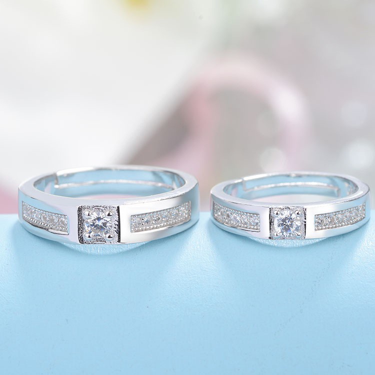 Nhẫn cặp đôi bạc cao câp AK02. Mẫu nhẫn cưới thiết kế đồng điệu mới nhất 2022