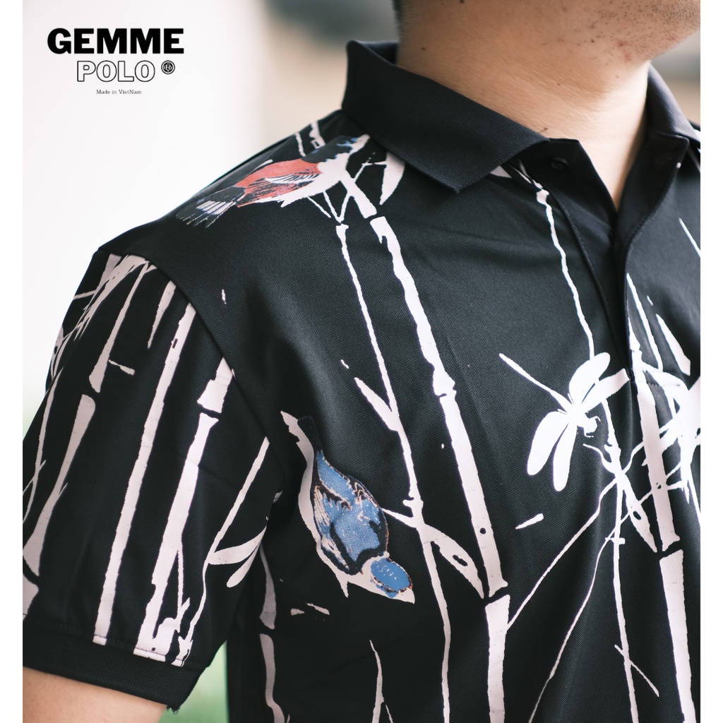 Áo Polo nam cổ bẻ GEMME MEN họa tiết tre Fullsize 50-130kg chuẩn form, trẻ trung, thanh lịch - GEMMEPOLOVN