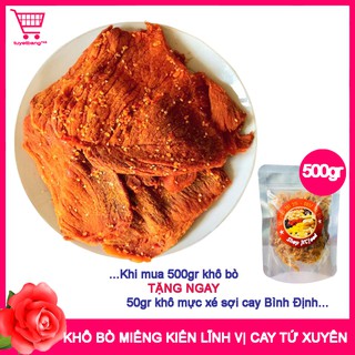 500gr Khô bò miếng tứ xuyên vị cary tặng khô mực xé cay đặc biệt