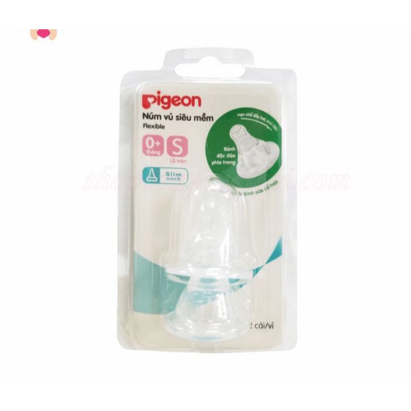 Núm Ty Pigeon Cổ Hẹp Siêu Mềm Vỉ 2 Cái - Size S/M/L/Y
