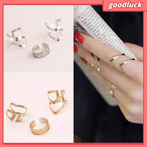 Bộ 3 nhẫn hở hình mũi tên rỗng thời trang cho nữ