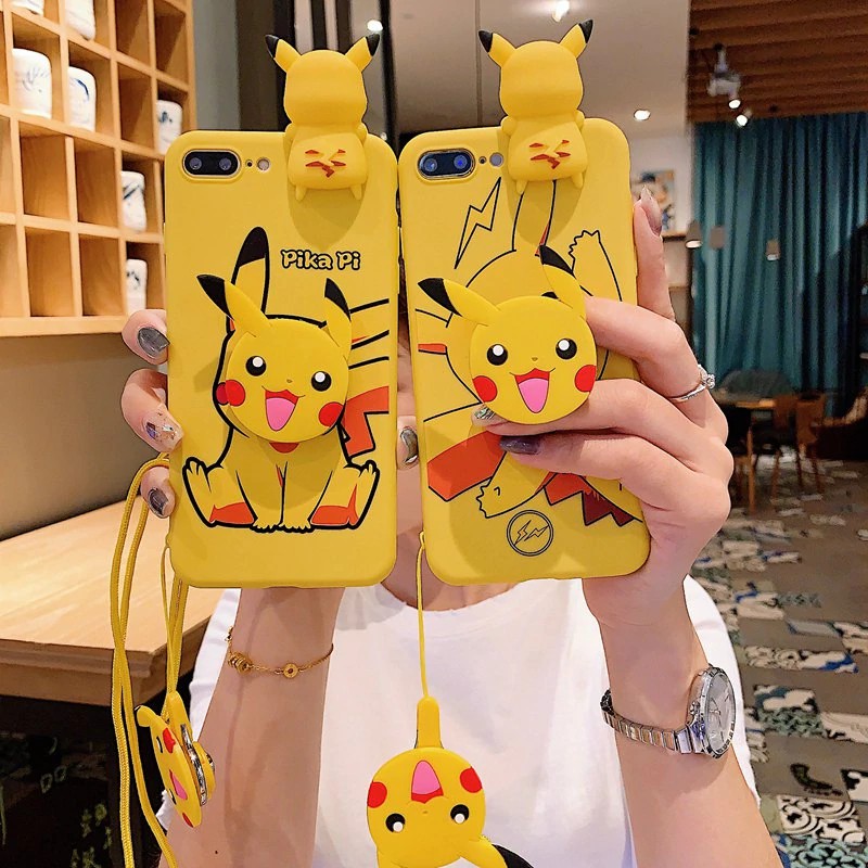 Ốp Điện Thoại Mềm Có Dây Và Giá Đỡ Hình Pokemon Cho OPPO A3 A5 A3S A7 2018 A7X F9 Pro U1 A37 A39 A57 A59 A73 F5 A77