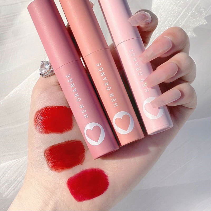 Set 3 Cây Son Kem Lì Herorange Vỏ Hồng Phấn 3Cx - Slim Lip Gloss Kit Mỏng Mịn Lên Màu Chuẩn