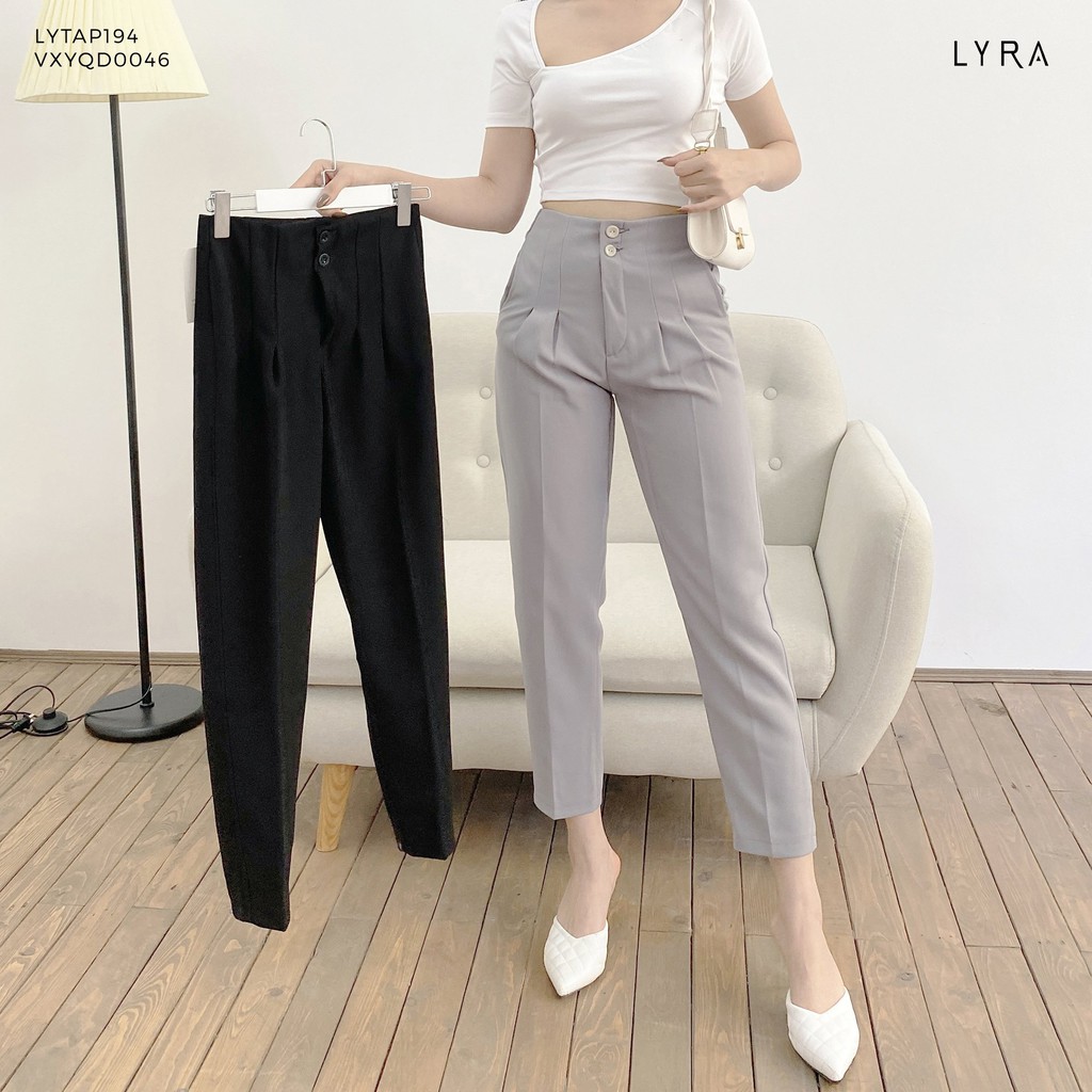 Quần baggy nữ hai cúc by LYRA, vải tuyết mưa thiết kế công sở thanh lịch nhẹ nhàng-VXYQD0046