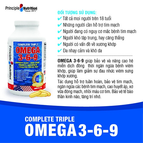 Viên uống bổ sung COMPLETE TRIPLE OMEGA 369 (3-6-9) PRINCIPLE NUTRITION USA