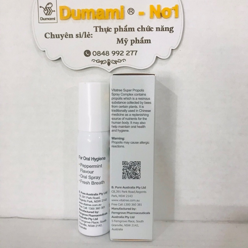 [Mẫu Mới + date xa] Chai xịt giảm đau họng keo ong Vitatree 30ml của Úc