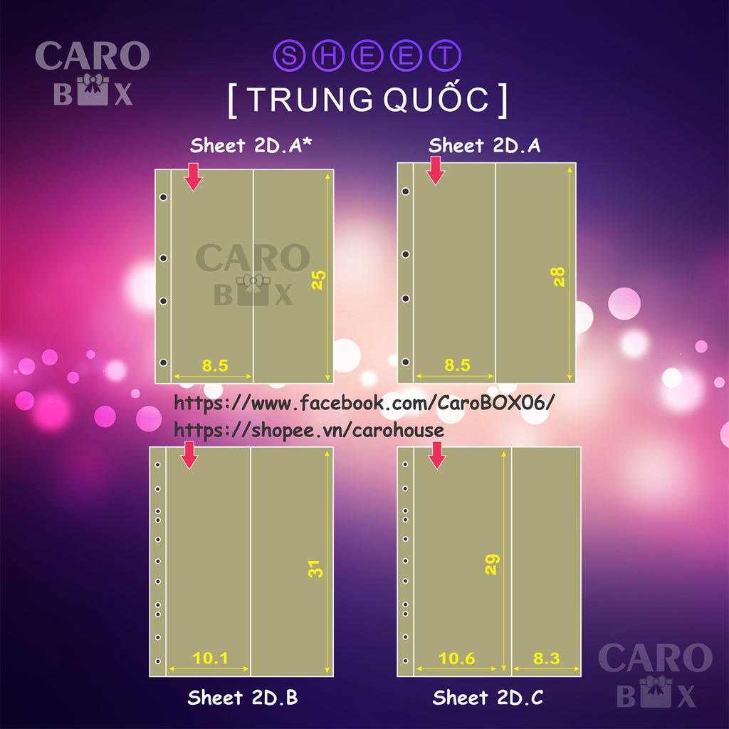 SHEET TRUNG QUỐC  - Bìa Nhựa Đựng Hình