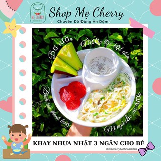 Khay ăn dặm tròn có khay để cốc cho bé ăn dặm - hàng nội địa Nhật
