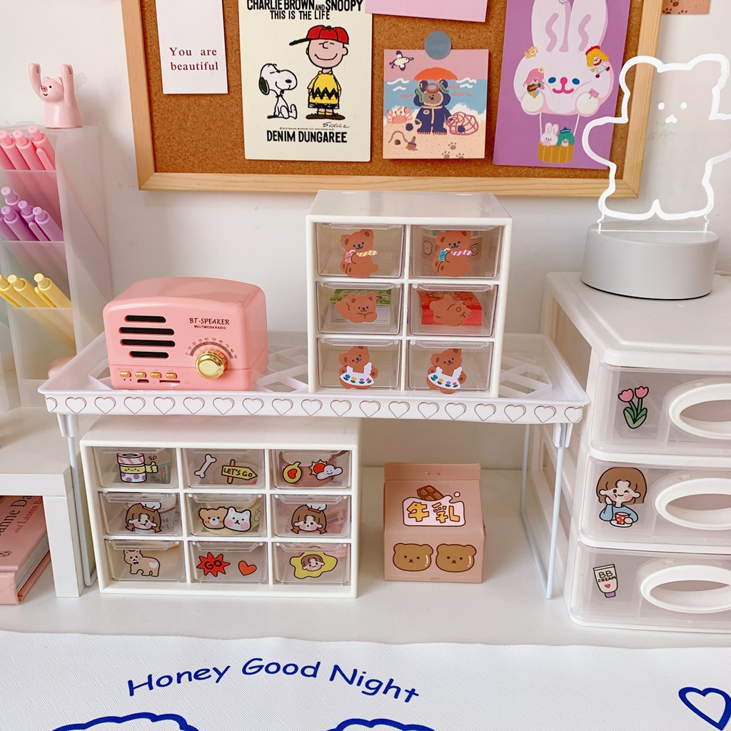 Khay Nhựa Đựng Mỹ Phẩm Hộp Đựng Đồ 9 Ngăn Kệ Tủ Để Bàn Đựng Sticker Trang Trí Tiện Lợi CL018