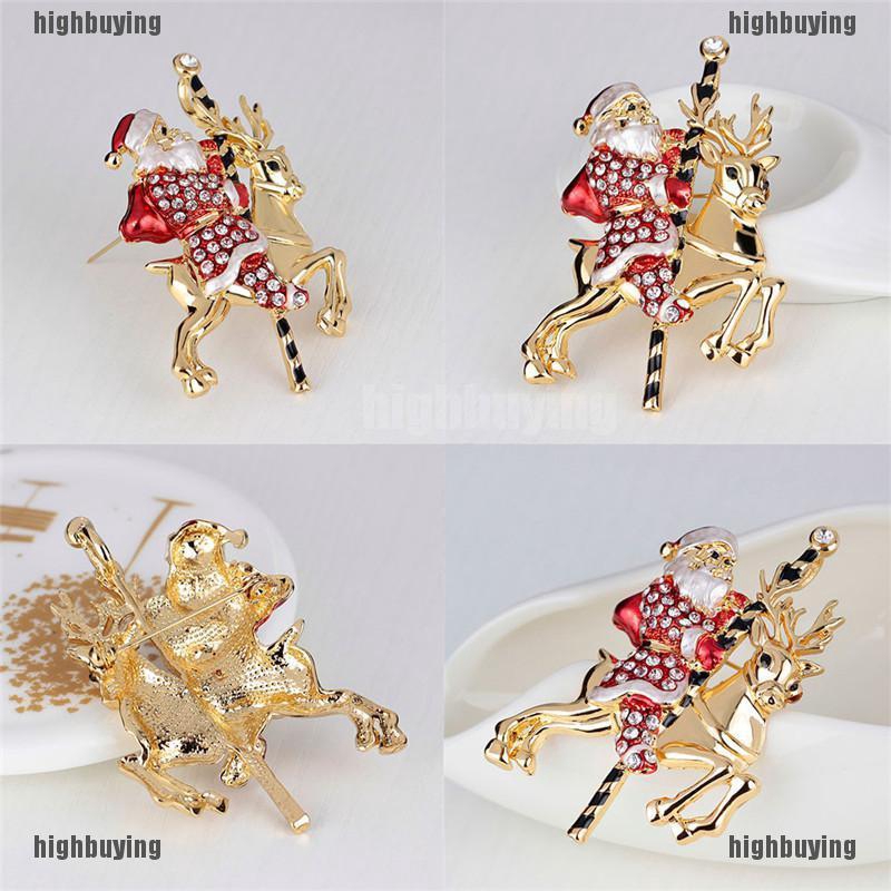 1 Phụ Kiện Trang Trí Giáng Sinh Hình Ông Già Noel Tuần Lộc Đính Đá
