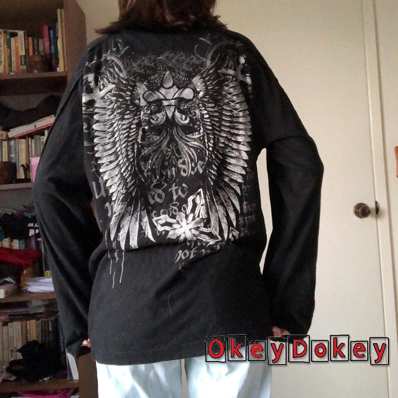 OKDK-y2k Women Print V-Neck Long Sleeve T-Shirt Blouse