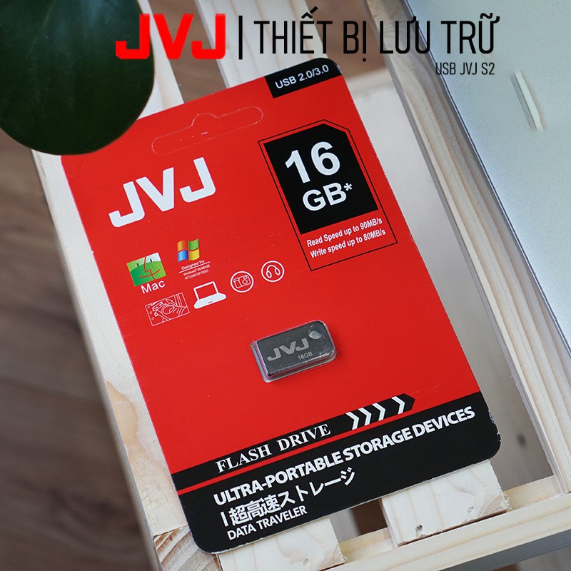 USB 16Gb 2.0 JVJ FLASH S2 siêu nhỏ vỏ kim loại - tốc độ 30MB/s chống nước chống nhiệt ổn định, Móc khóa Bảo hành 2 năm