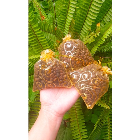 Túi vải ren có dây rút nhỏ xinh đựng cà phê treo ô tô, hoa thơm, trang trí 10x14 cm