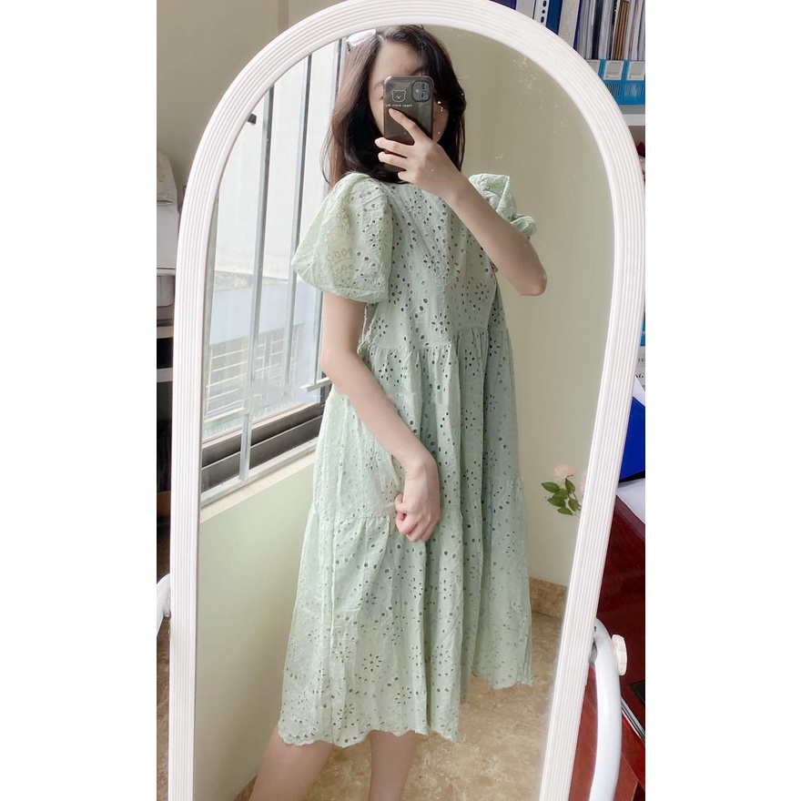 ĐẦM REN HAI LỚP TAY BỒNG