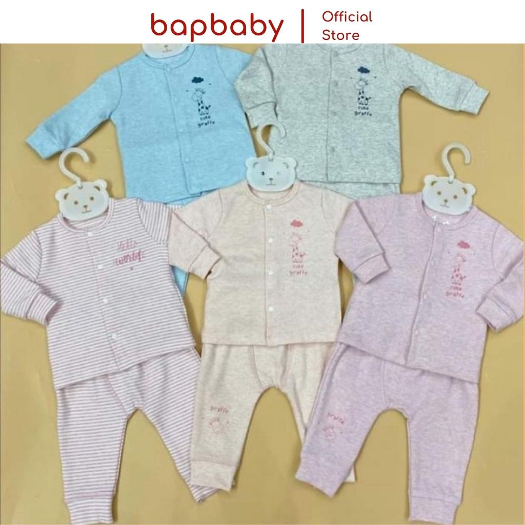 Bộ quần áo nỉ MOMMA BABY bộ sơ sinh nỉ nhung thu đông cài giữa cho bé từ 0 đến 9 tháng tuổi