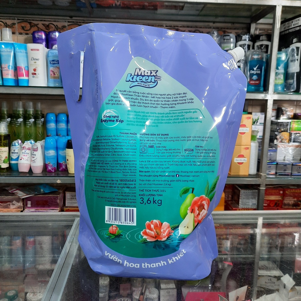Nước Giặt Xả Max Kleen Thiên Nhiên Vườn Hoa Thanh Khiết túi 3,6kg