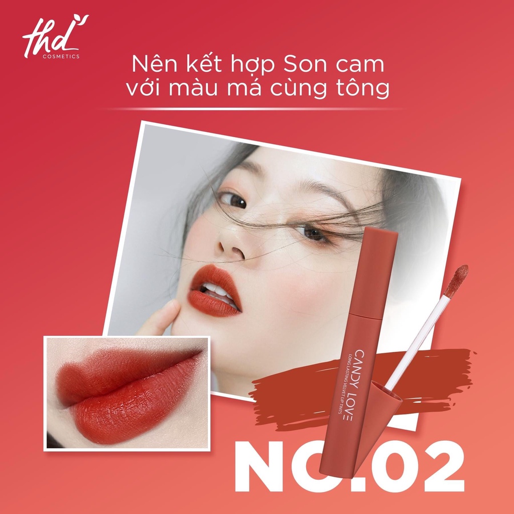 Son kem lì Candy Love 3,5g mềm mịn lâu trôi Màu 02 Kylie Cam gạch