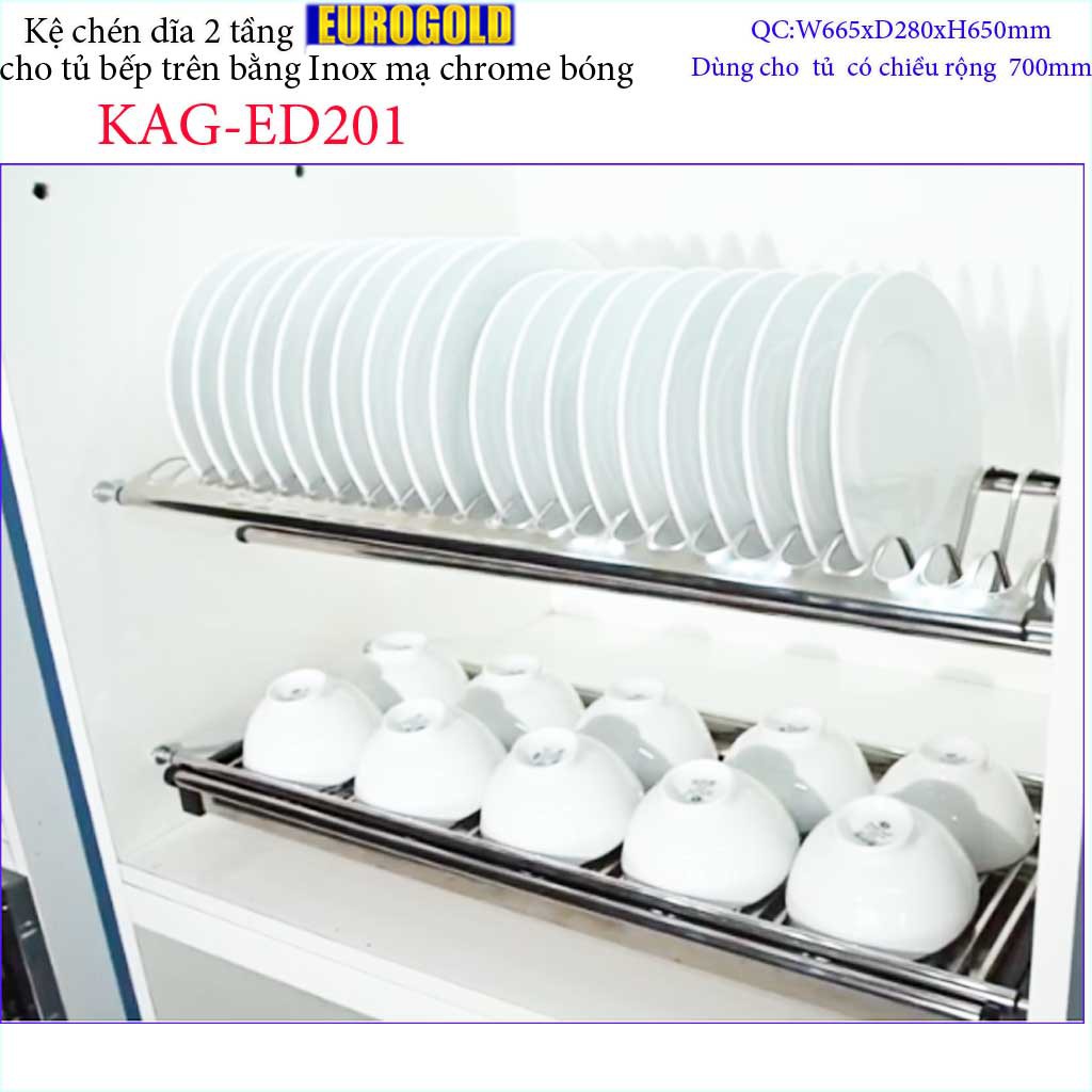 Kệ chén dĩa âm tủ KAG-ED201 - 66.5cm, Kệ chén bát chữ V 2 tầng Euro  66.5cm  có khay hứng nước thiết kế đẹp tiện dụng