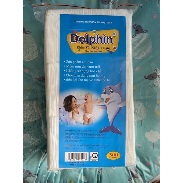 Khăn khô đa năng DOLPHIN gói 300g, tiệt trùng hợp vệ sinh, sử dụng đa công dụng - Hàng chính hãng