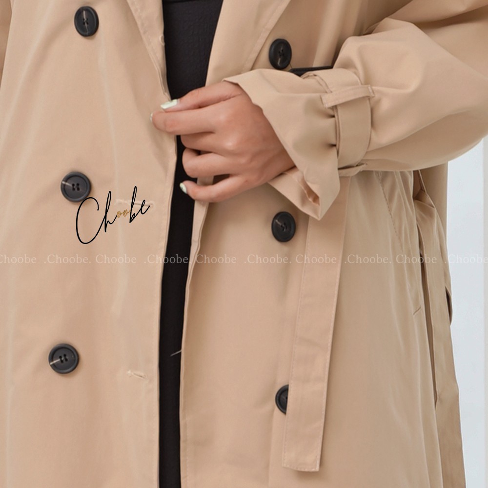 Áo khoác nữ Choobe dáng dài, măng tô vải kaki có lớp lót, phong cách thanh lịch, sang trọng  | BigBuy360 - bigbuy360.vn