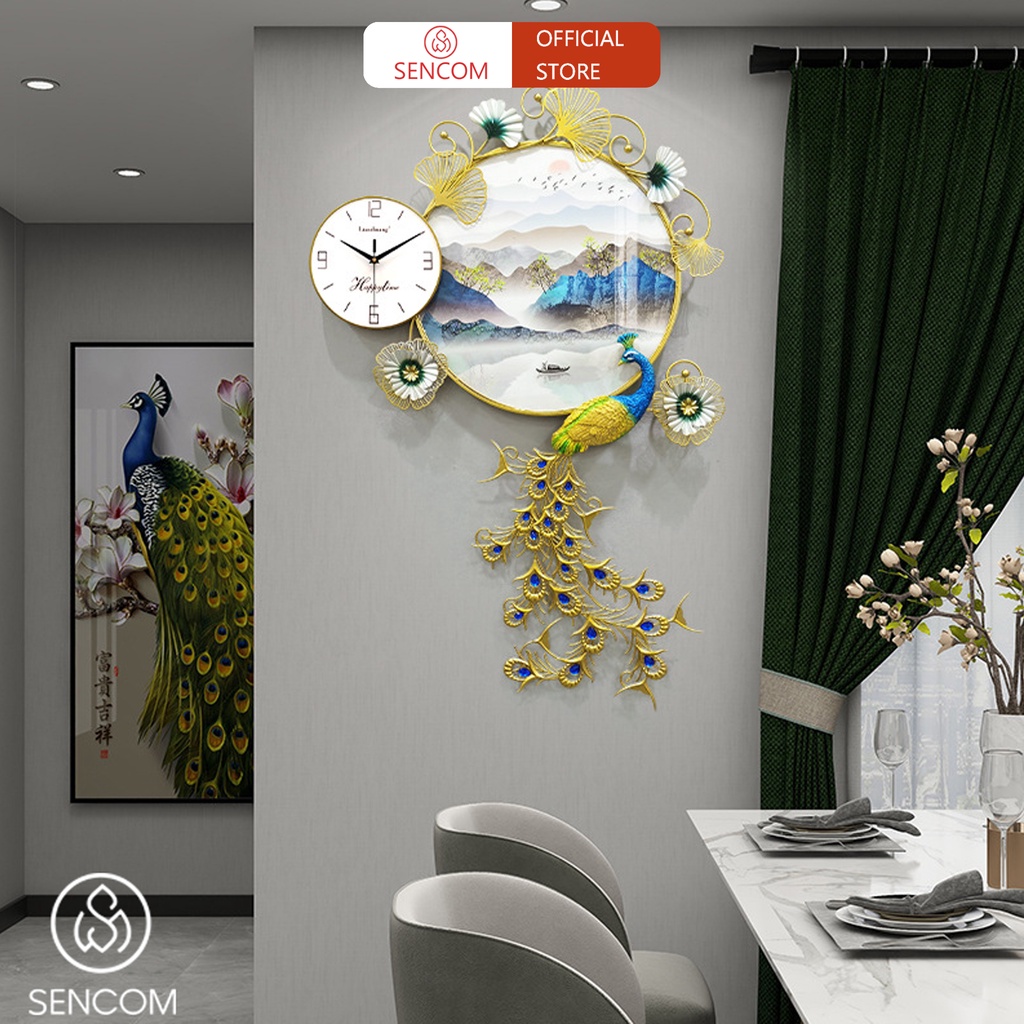 Đồng hồ treo tường phòng khách độc đáo SENCOM, đồng hồ trang trí decor phong cách Bắc Âu - A2395-1