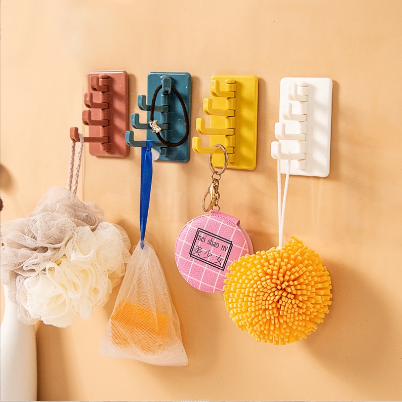 Móc Dán Tường 4 Nhánh Nhiều Màu Móc Treo Quần Áo MINISHOP H089