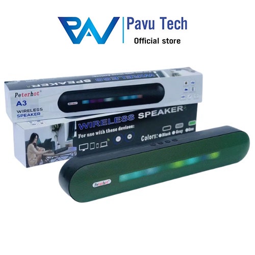 Loa Bluetooth A3 Có Đèn Led Hiệu Ứng 2 Loa Bass Mạnh Âm Thanh Sôi Động Kết Nối Điện Thoại Máy Tính Pavu Tech