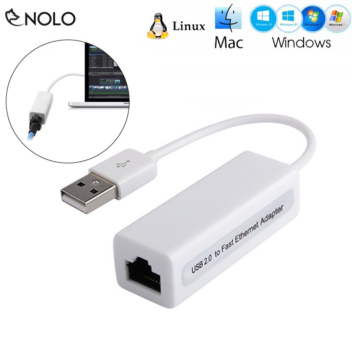 USB ra Lan RJ45 Chuẩn 2.0 Model NO9700 Tương Thích Tốt Nền Tảng Windows Và MAC Cần Cài Driver Khi Dùng