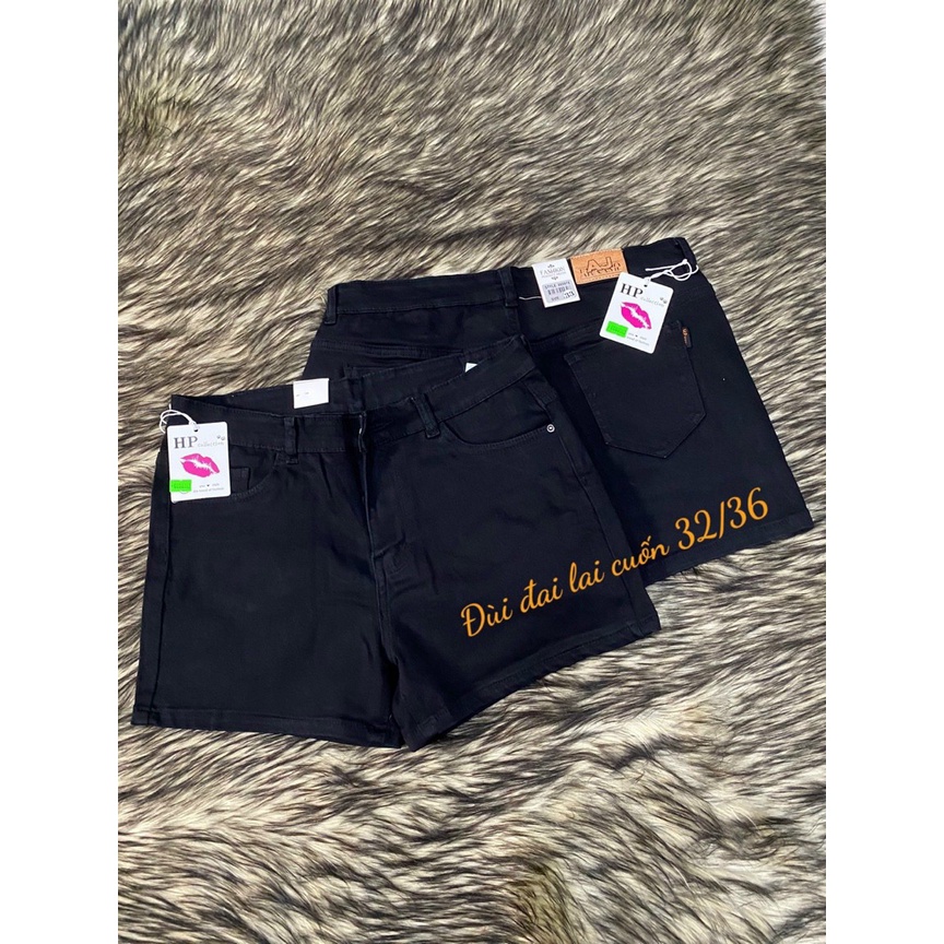 [Bigsize] Quần sọt jean nữ hàng co giãn mạnh màu đen trơn từ 60-85kg