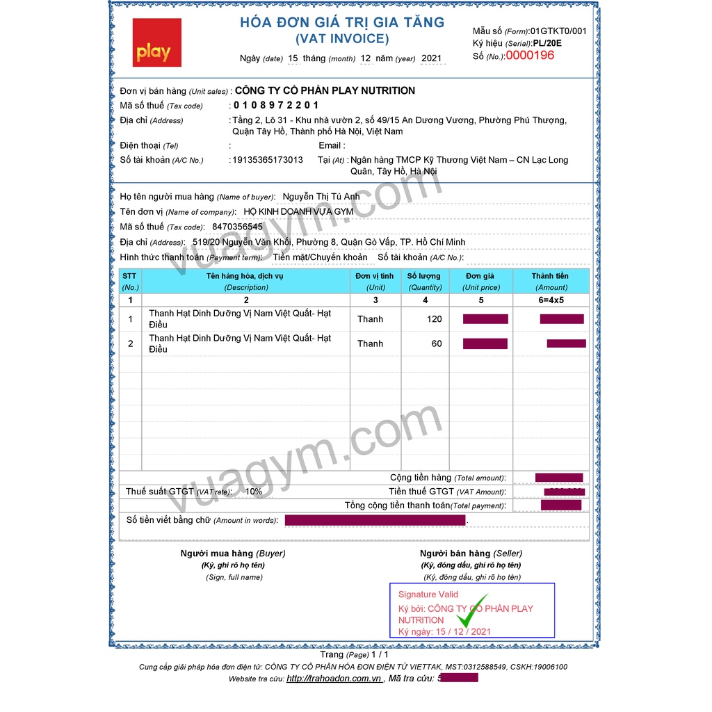 Play Nutrition - Thanh Hạt Dinh Dưỡng Natural Healthy Bar (25g)