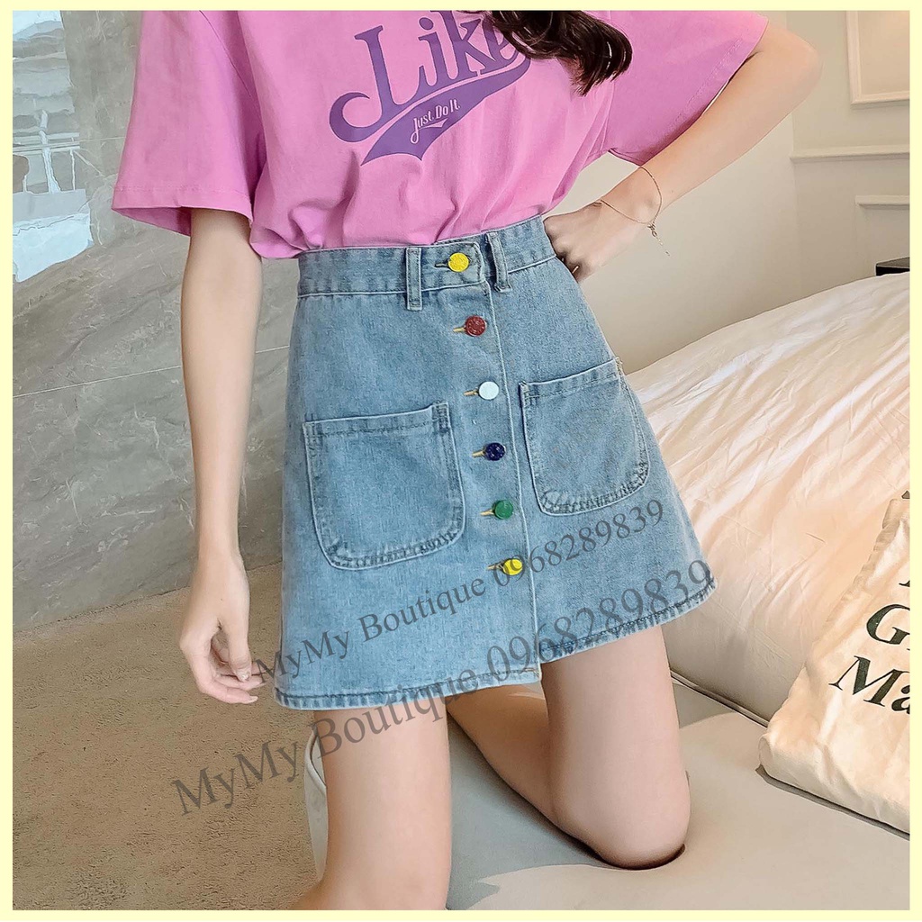 Chân Váy Jean Chữ A, Váy Jean Nữ, Chân Váy Bò Chữ A Nhiều Cúc Màu | BigBuy360 - bigbuy360.vn