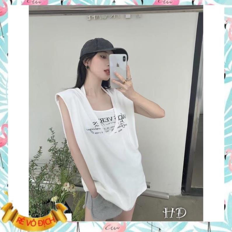 SET ÁO CROPTOP HAI DÂY MIX ÁO TANKTOP IN CHỮ