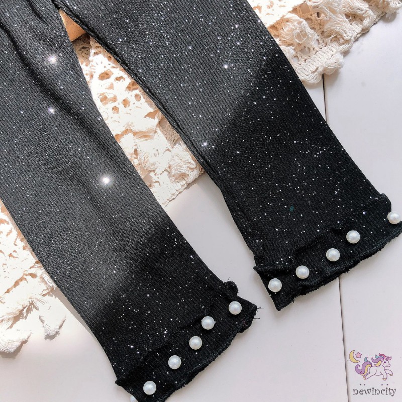 Quần legging đính ngọc trai giả xinh xắn cho bé gái