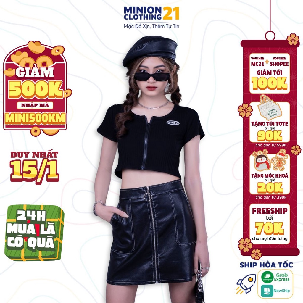 Áo croptop ngắn tay MINION CLOTHING tee form ôm cổ tròn phông Ulzzang Streetwear pull Hàn Quốc vải mềm co giãn tốt A3025