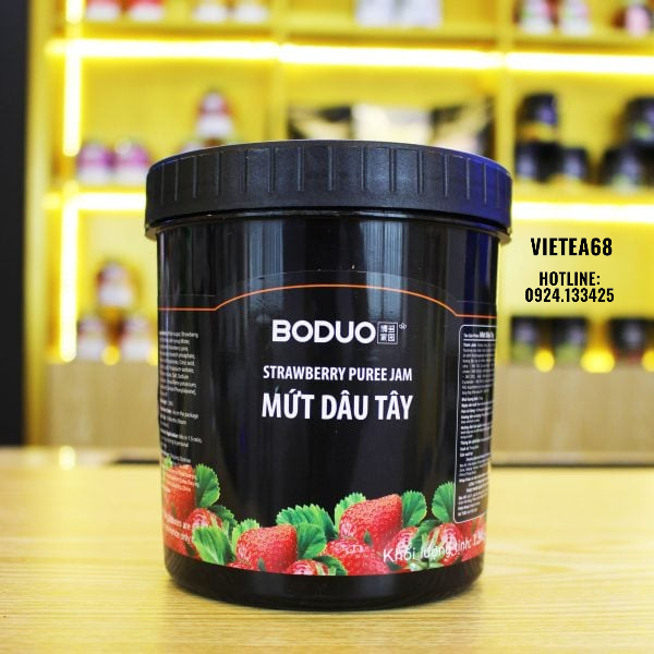 Mứt sốt Dâu tây Boduo pha trà sữa, trà trái cây hộp 1,3kg