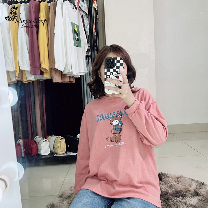 Áo phông nữ dài tay form rộng, áo thun nữ hàng Quảng Châu L1 Mã AP175