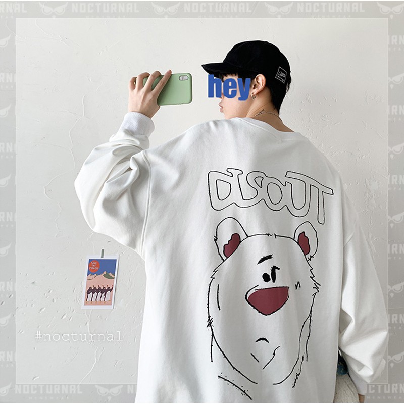 Áo Sweater Disout Bear Unisex Nocturnal (2 màu đen & trắng)