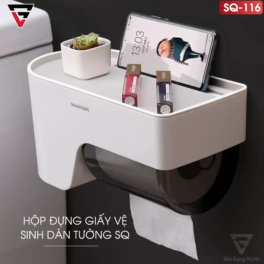 Hộp Đựng Giấy Vệ Sinh Dán Tường Cuộn Lớn | Cuộn Giấy Vuông & Tròn | Nhựa ABS Với Ngăn Đựng Đồ Đa Năng