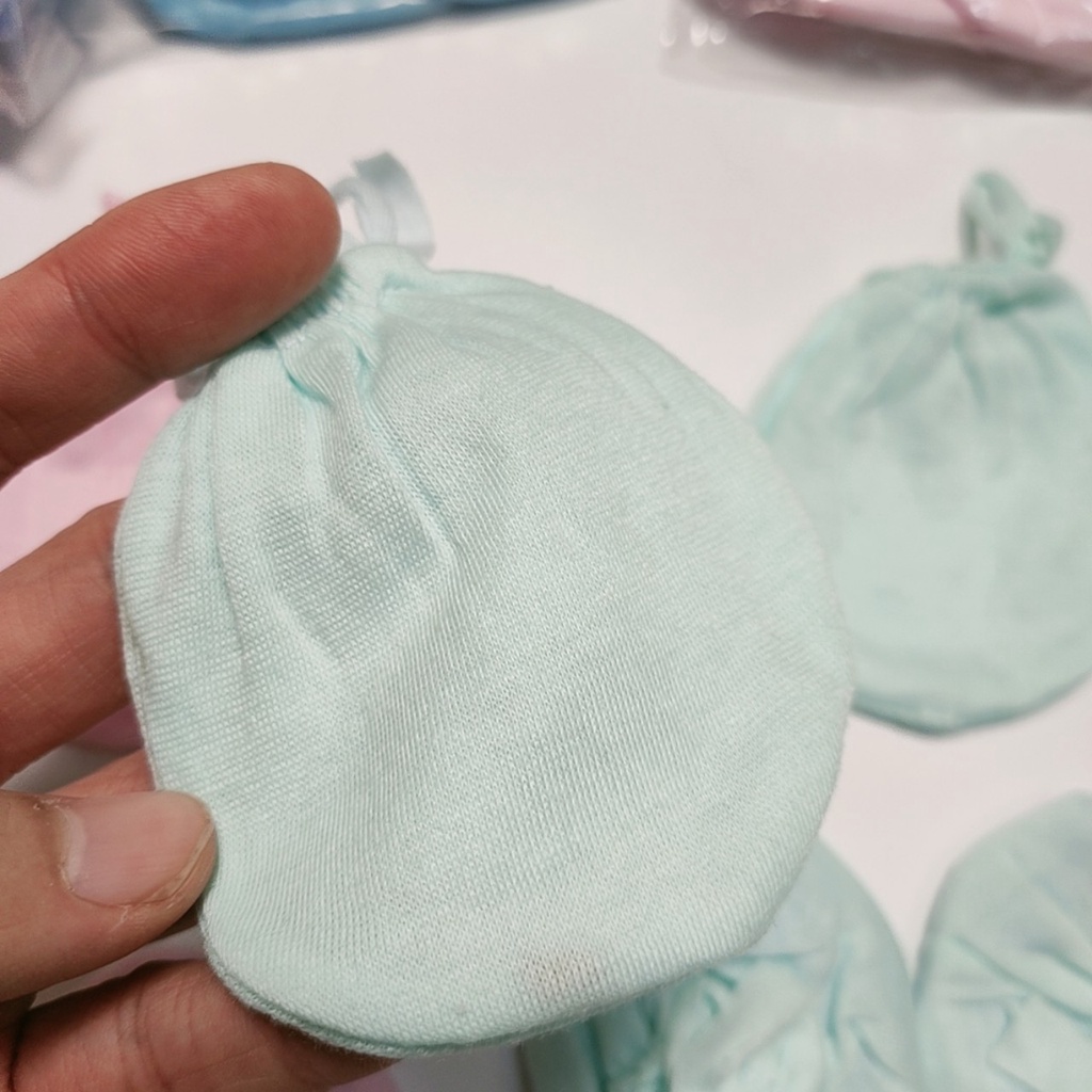 Bao tay chân cho bé sơ sinh vớ trẻ em dây rút baby Minh Hoàng cotton đơn màu 2X MART