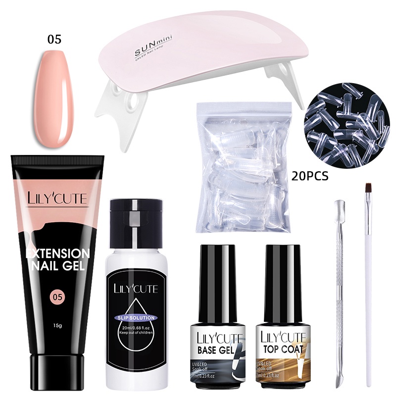 LILYCUTE Bộ 11 món dụng cụ gel nối móng 15ml chuyên nghiệp cao cấp