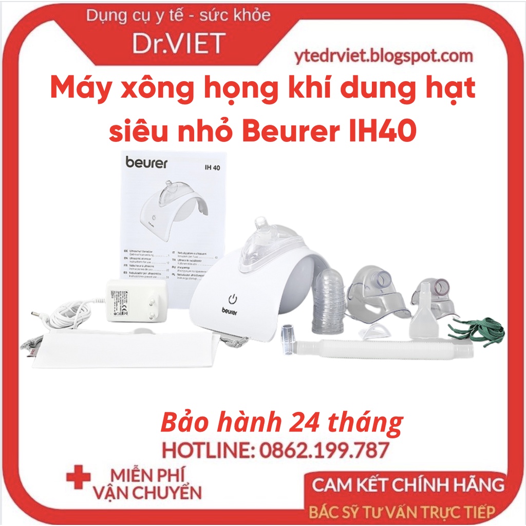 MÁY XÔNG HỌNG KHÍ DUNG HẠT SIÊU NHỎ BEURER IH40-XUẤT XỨ ĐỨC, CHỮA BỆNH ĐƯỜNG HÔ HẤP, HEN SUYỄN, CẢM LẠNH, BẢO HÀNH 2 NĂM